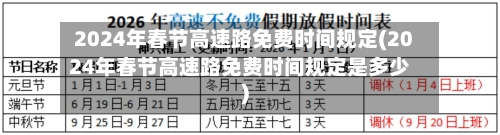 2024年春节高速路免费时间规定(2024年春节高速路免费时间规定是多少)