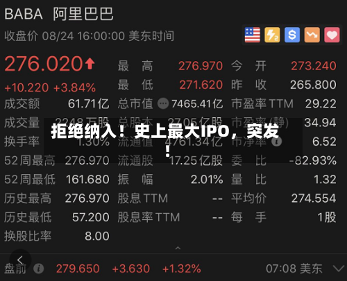 拒绝纳入！史上最大IPO，突发！-第3张图片