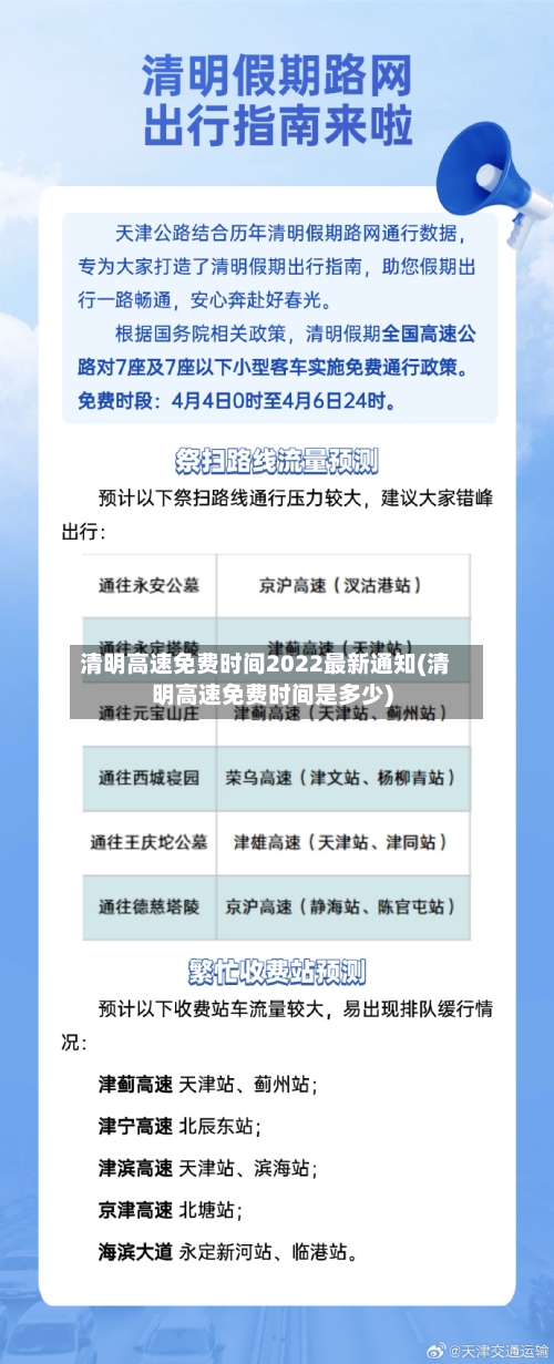 清明高速免费时间2022最新通知(清明高速免费时间是多少)