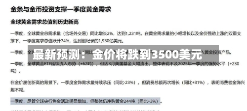 最新预测：金价将跌到3500美元-第3张图片
