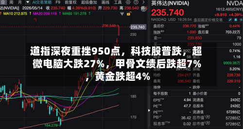 道指深夜重挫950点，科技股普跌，超微电脑大跌27%，甲骨文绩后跌超7%	，黄金跌超4%-第3张图片