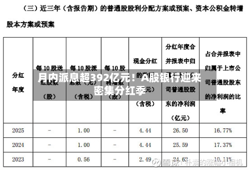 月内派息超392亿元!A股银行迎来密集分红季-第2张图片