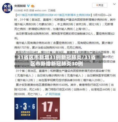 31省区市新增31例新冠肺炎/31省区市新增新冠肺炎30例-第2张图片