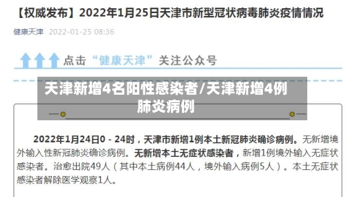 天津新增4名阳性感染者/天津新增4例肺炎病例