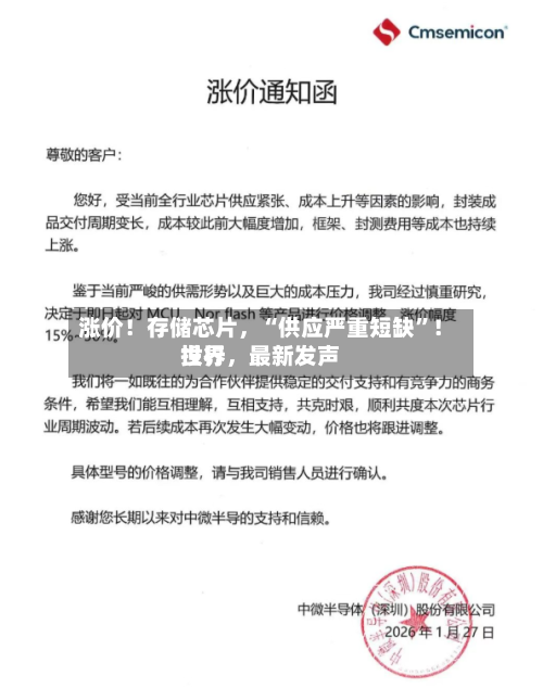 涨价！存储芯片，“供应严重短缺”！世界投行	，最新发声-第2张图片