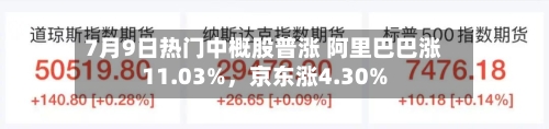 7月9日热门中概股普涨 阿里巴巴涨11.03%	，京东涨4.30%-第2张图片