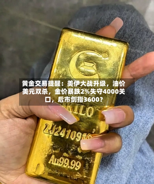 黄金交易提醒：美伊大战升级，油价美元双杀	，金价暴跌2%失守4000关口，后市剑指3600？-第2张图片