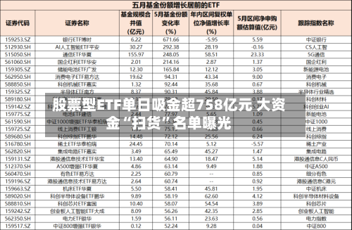 股票型ETF单日吸金超758亿元 大资金“扫货	”名单曝光-第3张图片