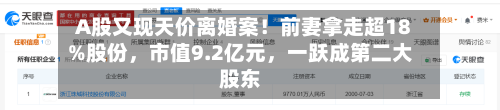 A股又现天价离婚案！前妻拿走超18%股份	，市值9.2亿元，一跃成第二大股东-第2张图片