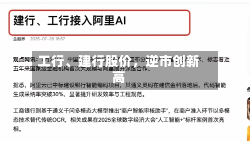 工行、建行股价，逆市创新高