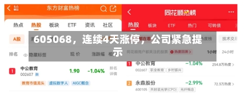 605068，连续4天涨停，公司紧急提示-第2张图片