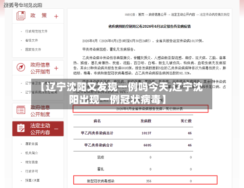 【辽宁沈阳又发现一例吗今天,辽宁沈阳出现一例冠状病毒】