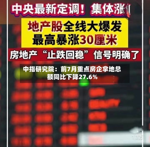 中指研究院:前7月重点房企拿地总额同比下降27.6%-第2张图片