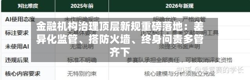 金融机构治理顶层新规重磅落地：差异化监管、搭防火墙、终身问责多管齐下-第2张图片