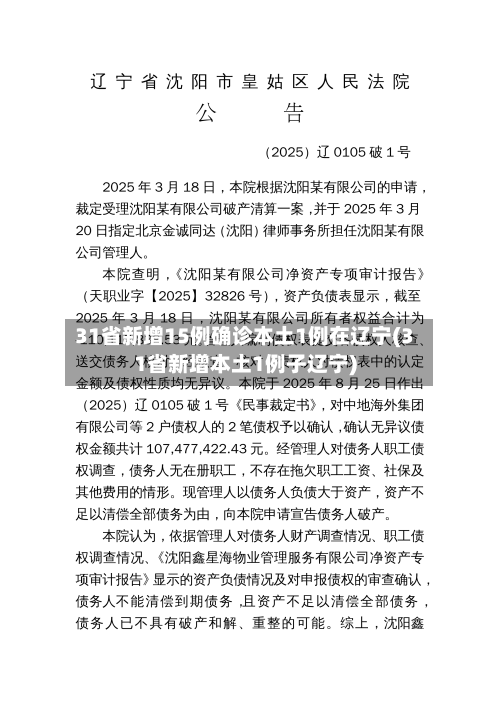 31省新增15例确诊本土1例在辽宁(31省新增本土1例子辽宁)-第3张图片