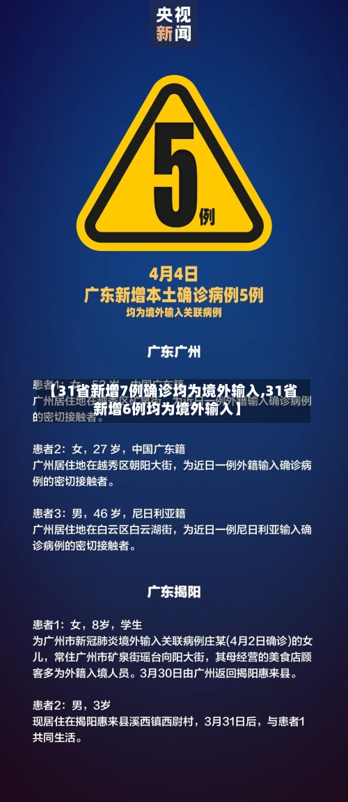 【31省新增7例确诊均为境外输入,31省新增6例均为境外输入】
