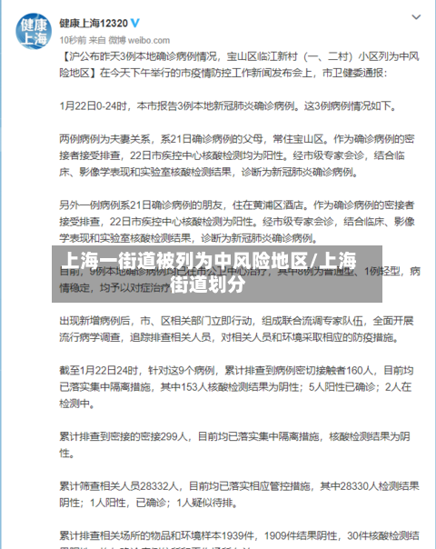 上海一街道被列为中风险地区/上海街道划分