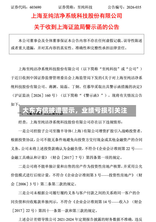 大东方信披遭警示，业绩亏损引关注-第2张图片