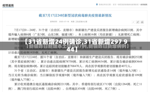 【31省新增24例确诊,31省新增297 944】
