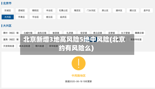 北京新增3地高风险5地中风险(北京约有风险么)