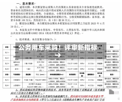 公务用车采购！评审新指标→