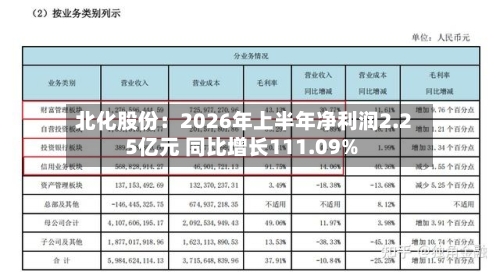 北化股份:2026年上半年净利润2.25亿元 同比增长111.09%-第2张图片