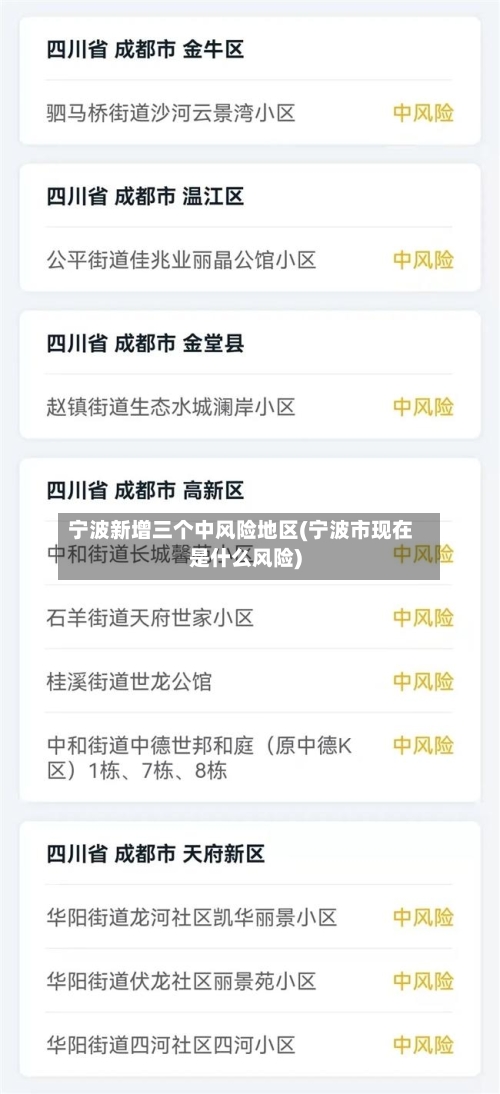 宁波新增三个中风险地区(宁波市现在是什么风险)