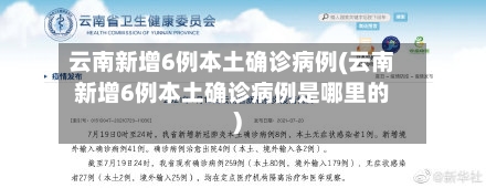 云南新增6例本土确诊病例(云南新增6例本土确诊病例是哪里的)