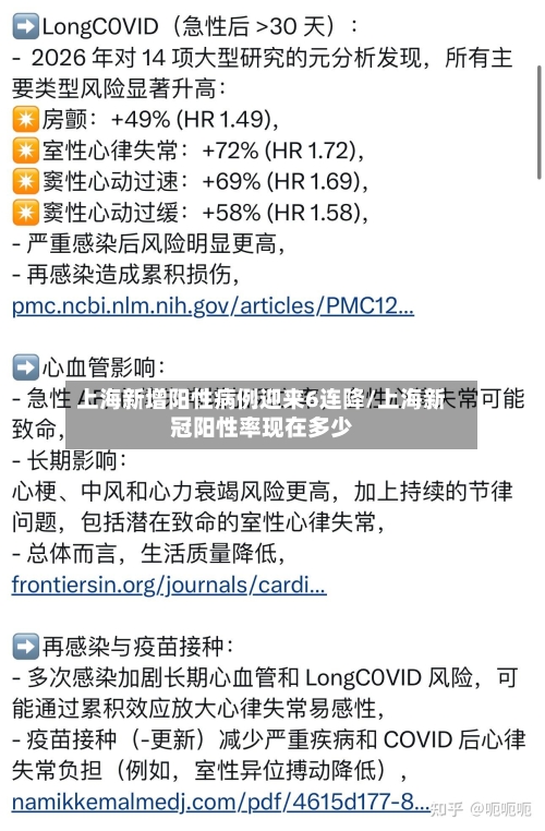 上海新增阳性病例迎来6连降/上海新冠阳性率现在多少