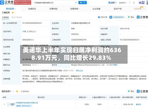 美诺华上半年实现归属净利润约6368.91万元，同比增长29.83%-第2张图片