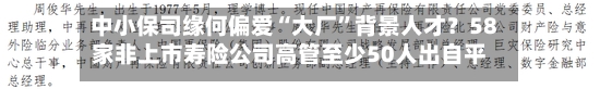 中小保司缘何偏爱“大厂”背景人才？58家非上市寿险公司高管至少50人出自平安系