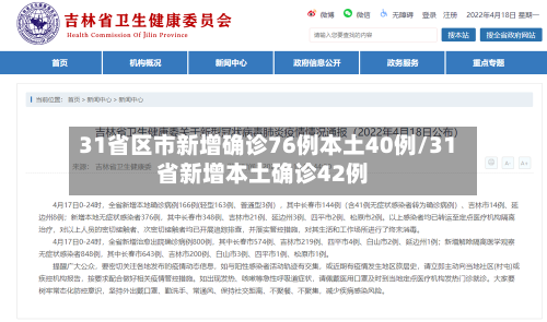 31省区市新增确诊76例本土40例/31省新增本土确诊42例