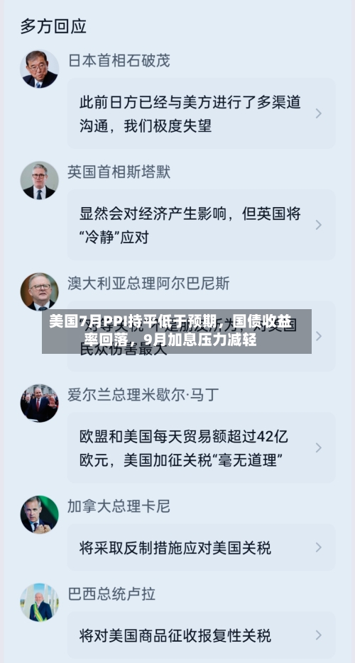 美国7月PPI持平低于预期，国债收益率回落，9月加息压力减轻-第2张图片