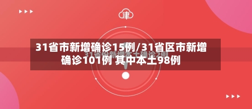 31省市新增确诊15例/31省区市新增确诊101例 其中本土98例