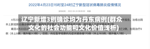 辽宁新增3例确诊均为丹东病例(群众文化的社会功能和文化价值浅析)-第2张图片