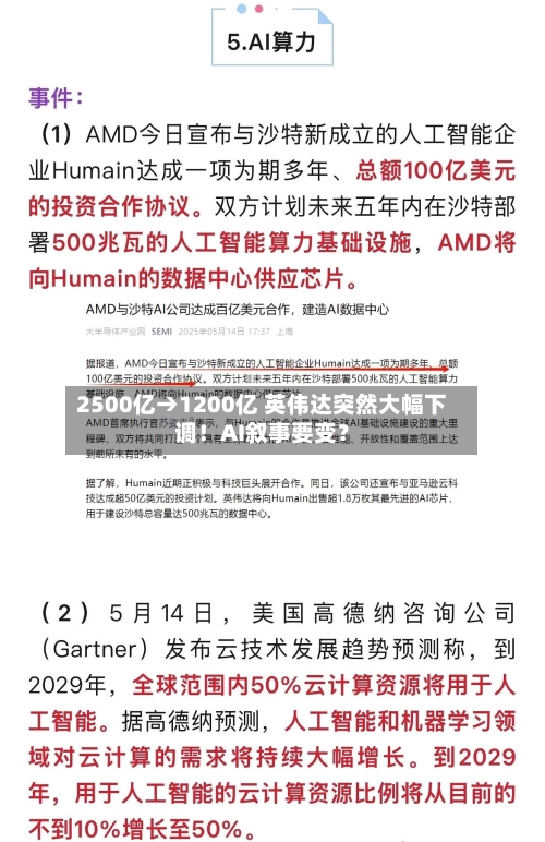 2500亿→1200亿 英伟达突然大幅下调！AI叙事要变？