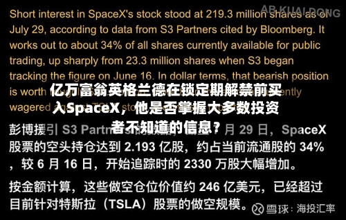 亿万富翁英格兰德在锁定期解禁前买入SpaceX	，他是否掌握大多数投资者不知道的信息？-第2张图片