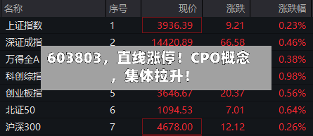 603803	，直线涨停！CPO概念，集体拉升！-第3张图片