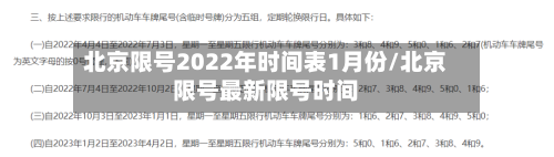 北京限号2022年时间表1月份/北京限号最新限号时间-第2张图片