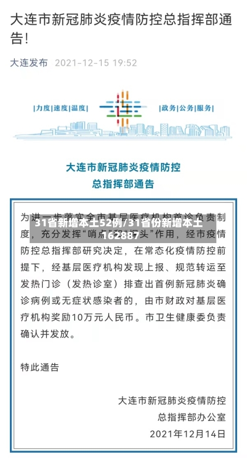 31省新增本土52例/31省份新增本土162887