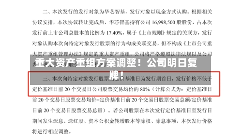 重大资产重组方案调整!公司明日复牌!-第2张图片