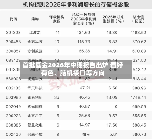 首批基金2026年中期报告出炉 看好有色、脑机接口等方向-第2张图片