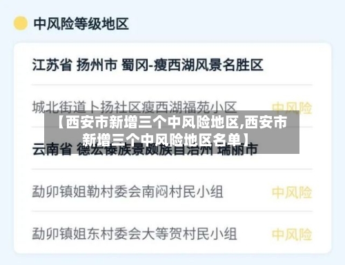【西安市新增三个中风险地区,西安市新增三个中风险地区名单】