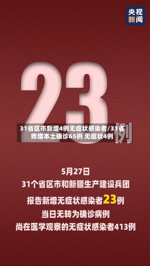 31省区市新增4例无症状感染者/31省昨增本土确诊65例 无症状4例
