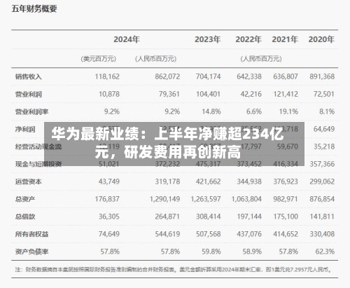 华为最新业绩：上半年净赚超234亿元	，研发费用再创新高-第3张图片