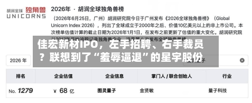 佳宏新材IPO，左手招聘、右手裁员？联想到了“羞辱逼退”的星宇股份