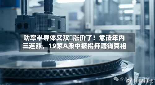 功率半导体又双叒涨价了！意法年内三连涨，19家A股中报揭开赚钱真相