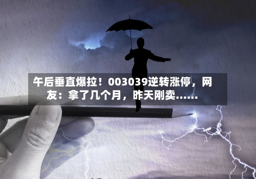 午后垂直爆拉！003039逆转涨停，网友：拿了几个月	，昨天刚卖……-第2张图片