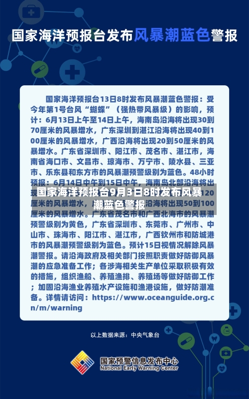 国家海洋预报台9月3日8时发布风暴潮蓝色警报