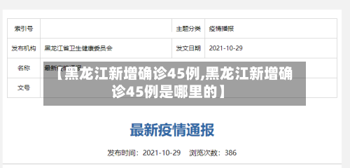 【黑龙江新增确诊45例,黑龙江新增确诊45例是哪里的】